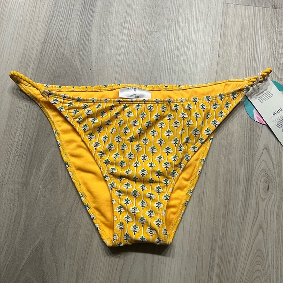 Women's Dainty Lotus Print High Leg Cheeky Bikini Bottom - RHODE Yellow/Tur XXL - Picture 4 of 9